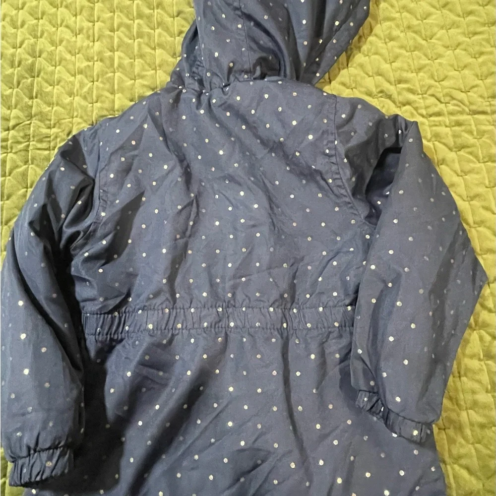 Oshkosh BGosh navy polka‎ dot pink coat with hood size 4T